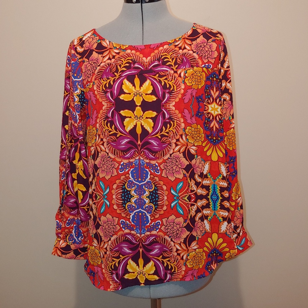 Loft Petites boatneck red floral medium EUC